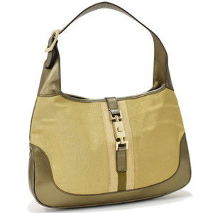 Gucci Handbag One Shoulder Jackie Canvas Leather Gold